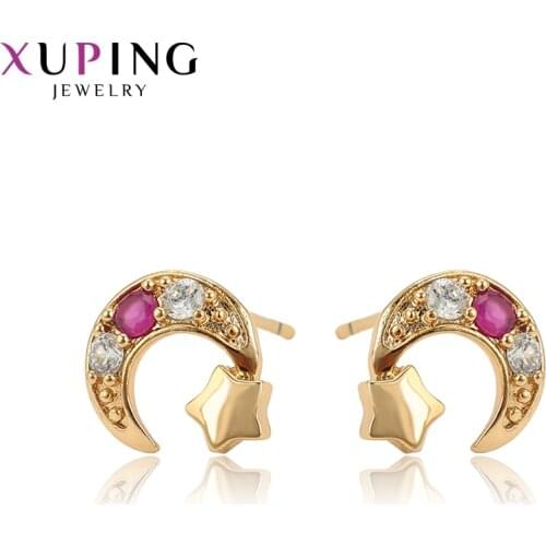 Xuping Jewelry Charming Style Star and Moon Shaped Design Earrings for Women Gifts 97305
