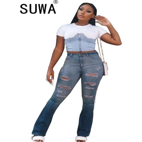 2020 Spring Autumn New High Street Elasticity Skinny Jeans Women Fashion Hole Bleached Vintage Push Up Slim Denim Pants Femme