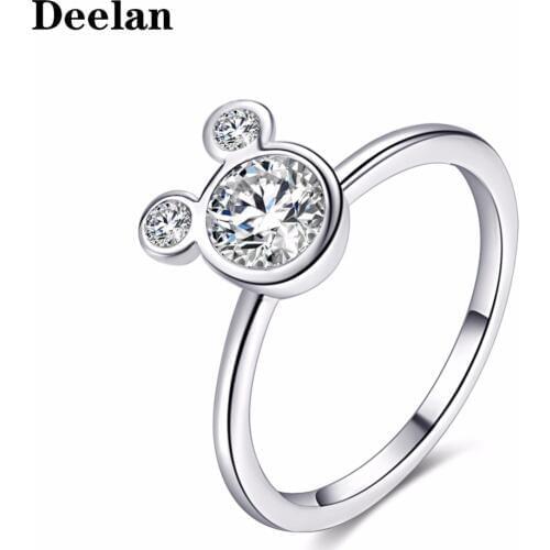DEELAN Fashion Rings For Women Cubic zirconia Wedding Mickey jewellery Ring Girl Party Valentines Gifts Bague Wholesale Jewelry