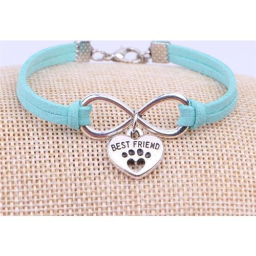 1pc Dogs Paw Cat Paw Charms Pendant bracelets Velvet Leather Infinity Cute heart charm for women Jewelry Dropshipping