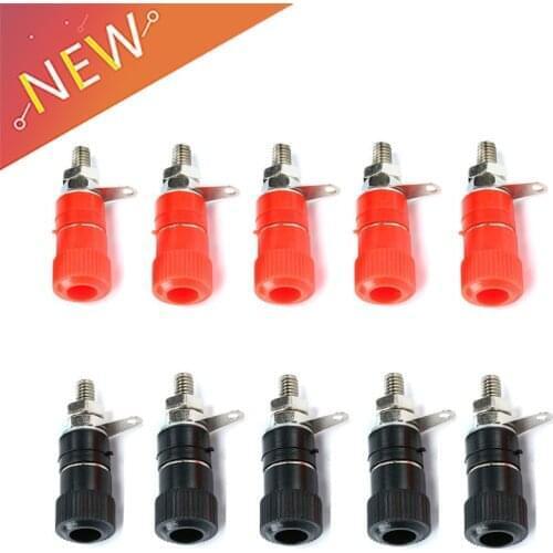 10pcs 4mm Banana Socket Binding Post Nut Banana Plug Jack Connector Red + Black