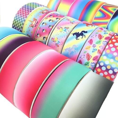 10Y 25mm 38mm 50mm Gradient Rainbow Grosgrain Ribbon for Wedding Home Decor DIY Gift Wrapping Unicorn Party Handmade Accessories