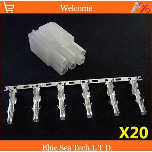 20 sets 6p 6pin 6.2mm spacing male Power Connector Plug Cord for YAESU IC/FT-857D/FT-897D/IC-725A,Free shipping