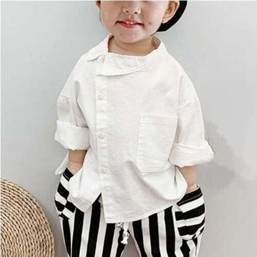 2020 Autumn Korean Childrens Clothing Boys and Girls Fashion Collar Casual All-match Shirt