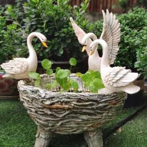 Resin Swan Ornament Creative Micro Landscape Rockery Furnishings For Outdoor Garden Courtyard Decoration @ls