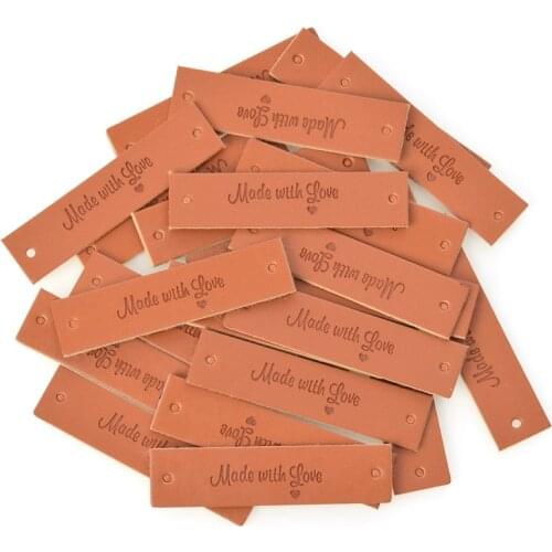 24PCS/lot Letter Pattern Artificial Leather Tags For Clothes Decoration DIY Patchwork Sewing Crafts Bags Hat Labels Materials