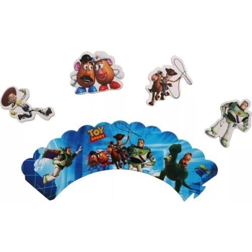 24 pcs Disney Toy Story Theme Birthday Party Cartoon Cupcake Wrappers And Toppers NO Stick Christmas Cake Decorations Supplies