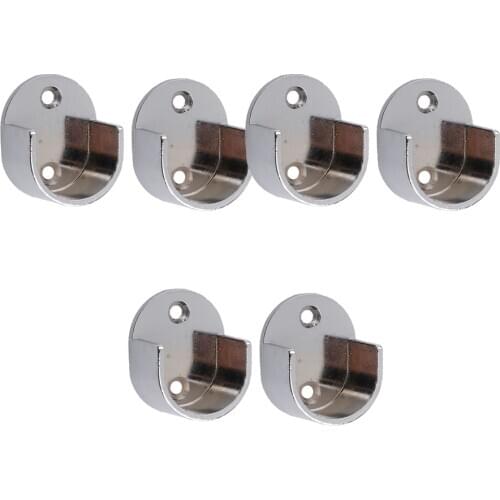 6x Curtain Pole Recess Wall Bracket Curtain Rods Finials Window Accessories #25mm