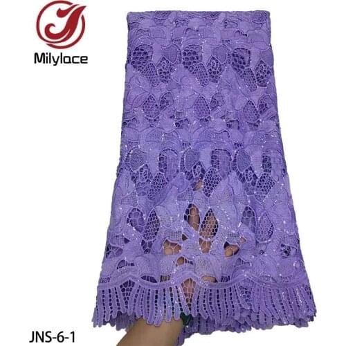 African Lace Fabric with Sequins 2021 High Quality Guipure Lace Latest Nigerian Cord Net Lace Fabric 5yards JNS-6