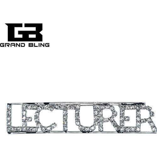 Professions Theme Crystal Brooch "LECTURER" Word Lapel Pin Occupations Gift