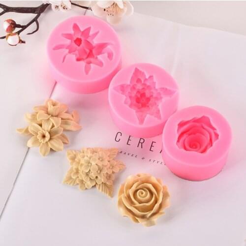 DIY Baking Mould Lily Lilac Rose Fondant Silicone Mold Gypsum Cake Decoration Mold DIY Chocolate Baking Tool Kitchen Tools
