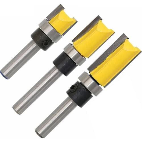 3pcs 1/4'' Flush Trim Router Bit Pattern Bit Top & Bottom Bearing 1/2" Blade Template Edge Wood Trimmer Cutter Carpenter MC01061