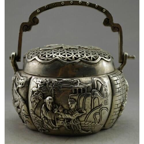 Exquisite Chinese Collectible Decorate Old Handwork Tibetan Silver Immortal Crane Incense Burner