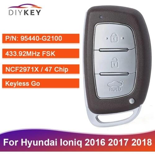 DIYKEY P/N: 95440-G2100 for Hyundai Ioniq 2016 2017 2018 Smart Remote Key Fob 3 Button FSK 433MHz ID47 Chip