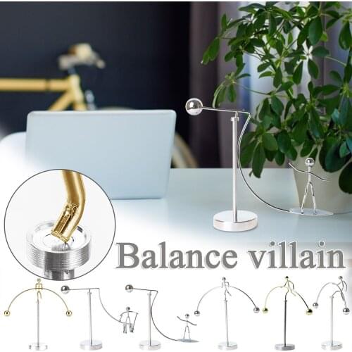 Creative Stainless Steel Balance Ball Villain Man Ornament Creative Metal Garden Yard Art Decorative Home Indoor Tabletop Decor