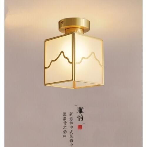 New Chinese-Style Copper Ceiling Lamp Simple Modern Ceiling Lights Coffee Bar Luminaria Home Decor Aisle Lighting Fixtures