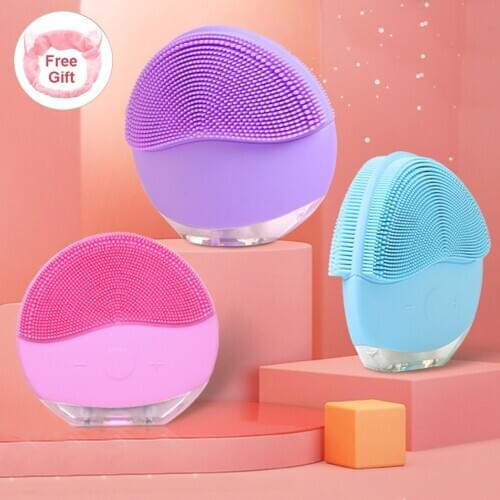 Mini sonic facial cleaning brush IPX7 Waterproof Electric Facial cleaning devices Silicone Deep Pore Cleansing Skin Massager
