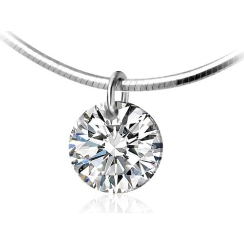 MloveAcc Real 925 Sterling Silver Single CZ Zircon Snake Chain Necklace Choker CZ Charm Necklace Pendant Jewelry