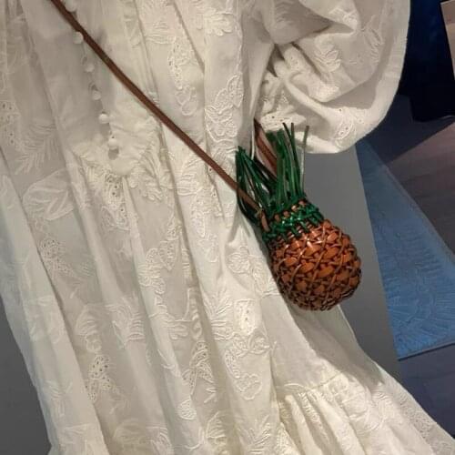 Fashion Wicker Pineapple Shape Crossbody Bags Designer Rattan Women Shoulder Bag Summer Beach Woven Straw Bag Bali Small Purses