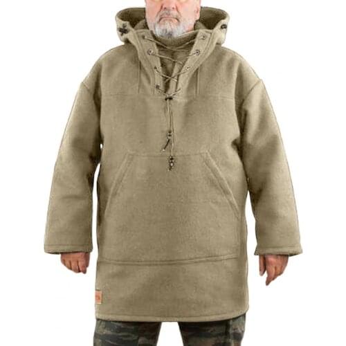 Mens Winter Coats Solid Color Front Pockets Pullover Hoodie Woolen Lace Up Hooded Men Sweatshirt Cosplay Costume