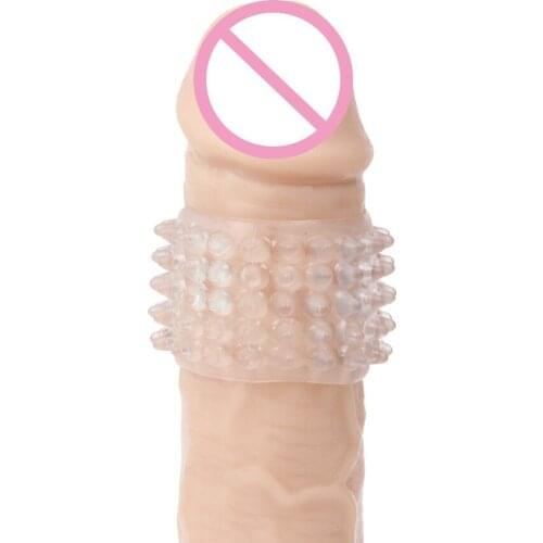 Male Lasting Cock Ring Enlargement Condoms Glans Rings Penis Sleeve Reusable Condom With Thread Foreskin Ring For Couple