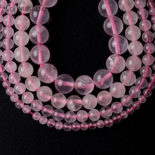 Natural Rose Quartzs Stone Transparent Stone Round Beads Spacer Loose Beads For Jewelry Making 4/6/8/10/12mm Diy Bracelet 15"
