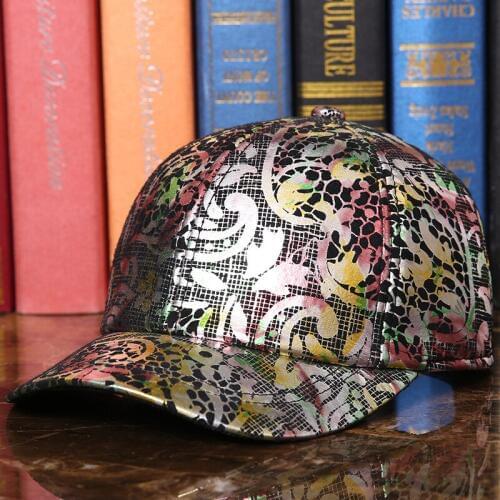 New Arrival Outdoor Baseball Cap Adult Autumn Winter Warm Sheepskin Hat Male Printing Leather Cap Lady Korean Peaked Cap B-7262