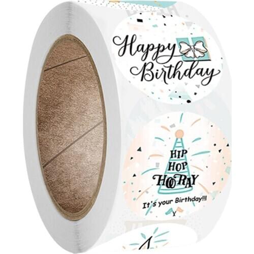 New Styles Happy Birthday Theme Stickers Thank You Sealing Labels 1inch 100-500pcs for Scrapbook Party Supplies Gift Decoration