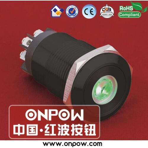ONPOW 19mm black momentary dot illuminated pushbutton switch LAS1GQ-11D/L/G/12V/A