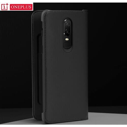 Original OnePlus 6 6T Flip Cover Black Case PU Leather Flip Cover Smart Sleep Wake Cover Protective Shield For Oneplus6 Six