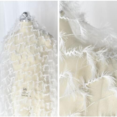 Feather lace fabric wedding dress decoration bedmantle dress lace handicraft fabric DIY