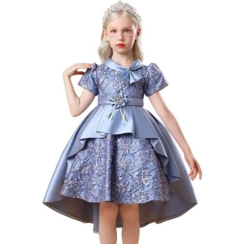 Christmas party dance performance dress Babys evening dress new girls Princess tailed bow dress dinner fluffy dress