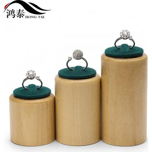 Solid wood round three-piece ring shelf display stand holder jewelry display photo props creative jewelry holder