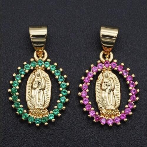 19x12mm 100% CZ Zircon DIY Jewelry Virgin Mary Charm Pendant Wholesale Bracelet Making Charm Jewellery Accessories