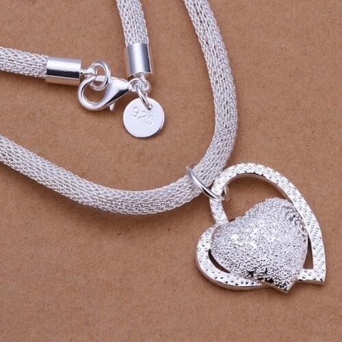Silver Plated color gorgeous charm fashion charm heart wedding lady love necklace noble luxury 18 inches Silver jewelry