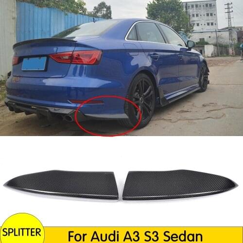 Carbon Fiber Rear Lip Splitters Aprons for Audi A3 S3 Sedan 2014 2015 2016 Back Bumper fender Plate Flaps Cupwings