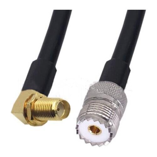 RG58 Cable SMA Female To UHF PL-259 SO-239 Female Jack Right angle Pigtail RG58 Jumper Cable