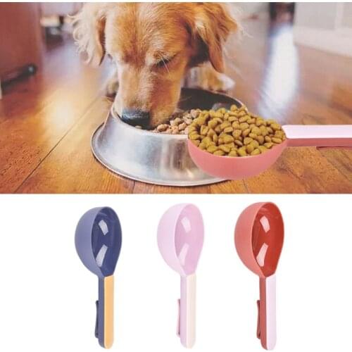 Dog Cat Food Spoon ABS Plastic Pet Scoop Indoors Breeding Non-Slipping Sealing Clamp Pet Supplies in Multiple Colors M6CE