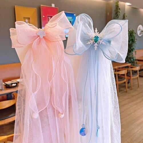 Lovely Star Snowflake Princess Gauze Bow Children Baby Birthday Party Headdress Hairpin Hair Clip Pin Headwear Hair Accessories