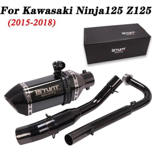 Slip on For Kawasaki Ninja125 Z125 Motorcycle Exhaust Full System Escape Moto Modified Muffler Stainless Steel Front Link Pipe