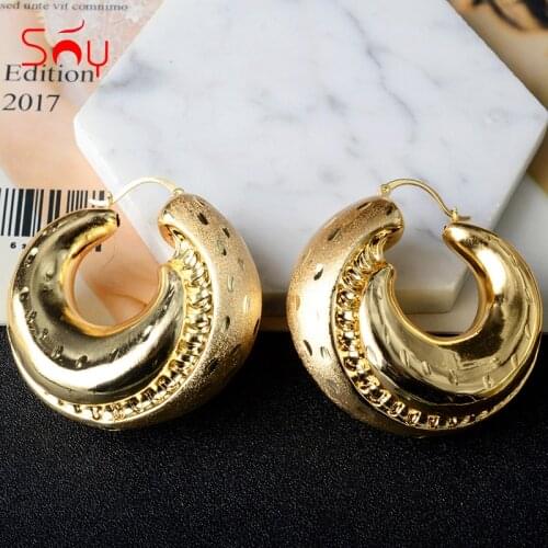 Sunny Jewelry 2021 Fashion Copper New Design Hoop Earrings For Women High Quality Large Style Stereoscopic Classic Party Gift