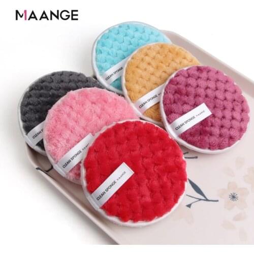 MAANGE 1pc Round Shape Sponge Pineapple vein Cosmetic Puff Soft Flannelette Face Cleaning Sponge Puff Facial Cleaning Wipe Tools