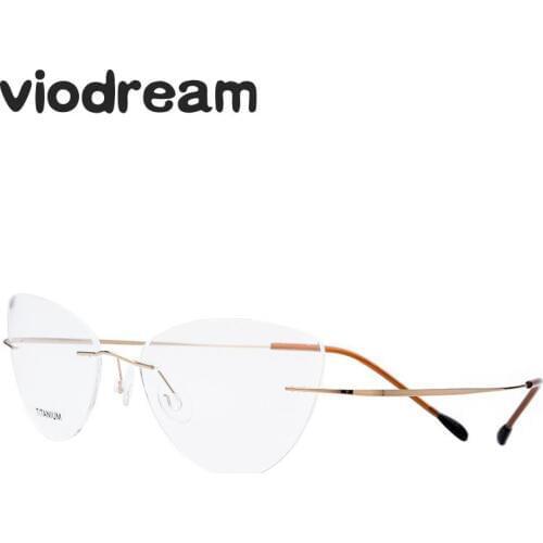 Viodream Super Light Titanium Frame Cat Eye Frameless Glasses frame Unisex Eyeglasses Spectacle Prescription Eyewear frames