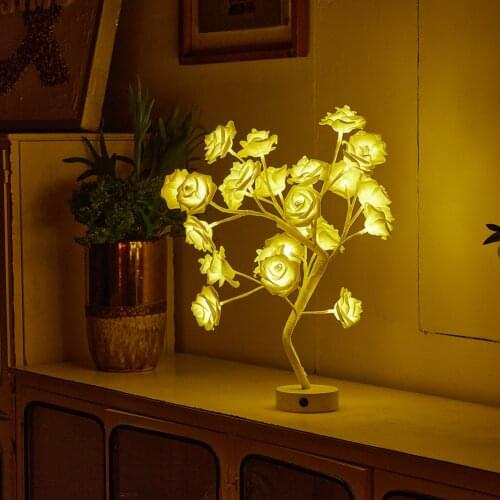 LED Table Lamp Rose Flower Tree USB Night Lights Home Decoration LED Table Lights Parties Xmas Christmas Wedding Bedroom Decor