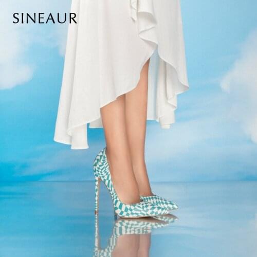 Fashion Heels 2021 Shoes Woman Heel Luxury Ladies Pumps Shoes Checkered Animals Print Pointed Toe Party Dress Women High Heels