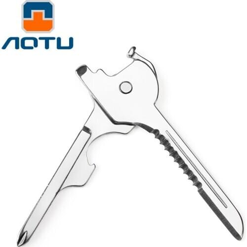 Camping Utility Key 6-in-1 Multifunctional Tool for Outdoor Portable Stainless Steel Folding Screwdrivers and Home Repair Gadget