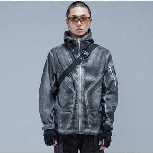 EDR-0563 Washed hooded jacket windbreaker techwear ninjawear darkwear streetwear japanese style