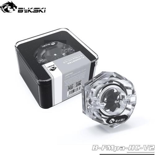 BYKSKI Water Cooler Flow Meter 2-Way 2 hole G1/4 Thread Flow Meter Fitting 5V A-RGB Light to AURA Coolant Filter Computer Cooler