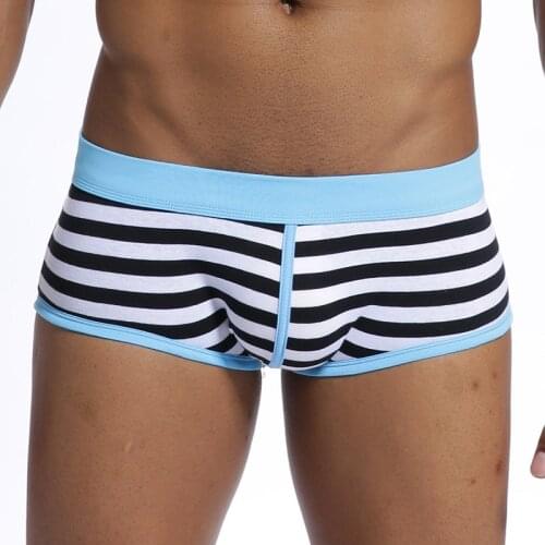 High-Quality Cotton Underwear Men Boxer Shorts Classic Striped Male Underpants Comfortable U-bag Pouch Male Panties