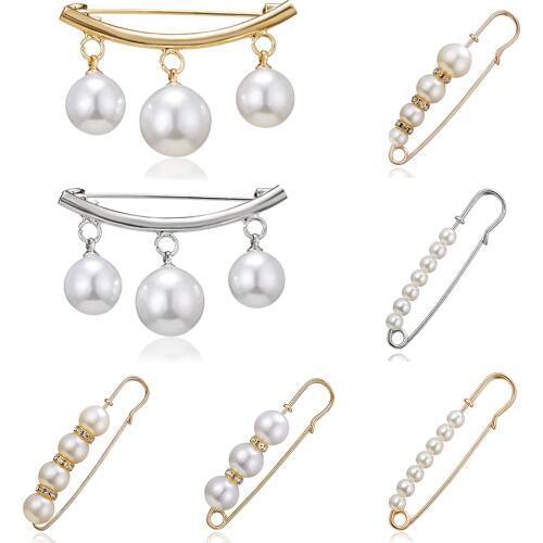 Fixed Straps Anti Slip Pin Jewelry Simple Enamel Big Pearl Brooch Women Charm Accessories Cardigan Anti Wearing Pins Enamel Pin